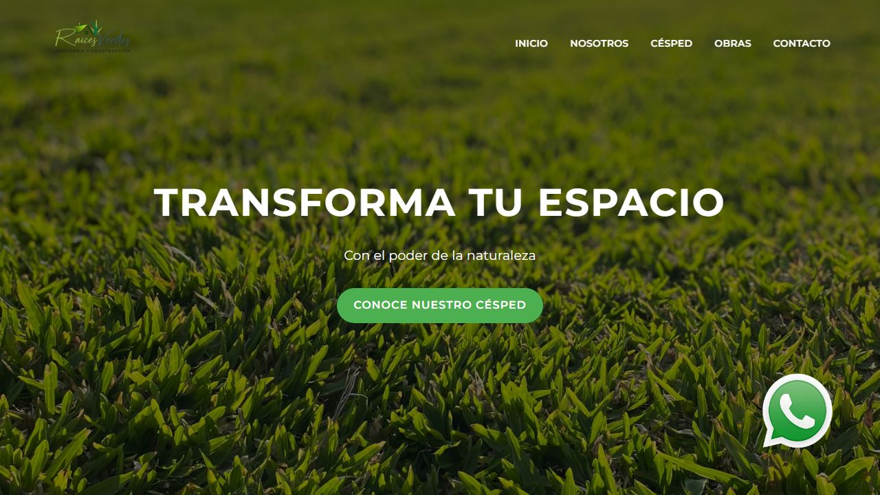 Captura de la portada del sitio Raices Verdes AR